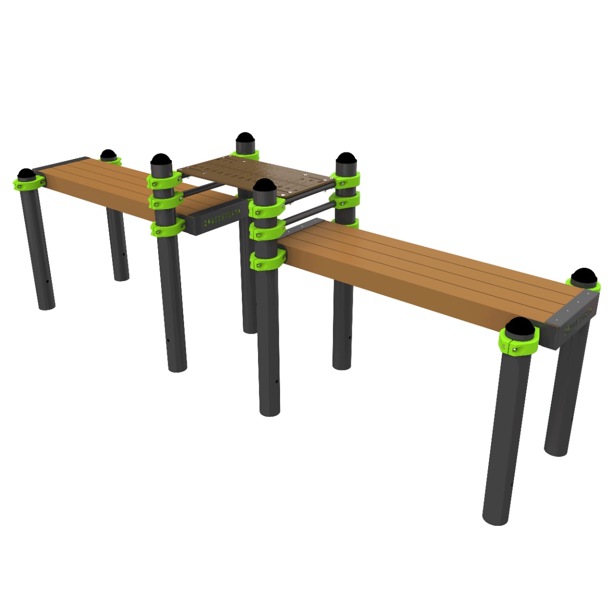 W363 GTO Скамья гимнастическая горизонтальная с упором для ног (двойная) ZAVODSPORTA